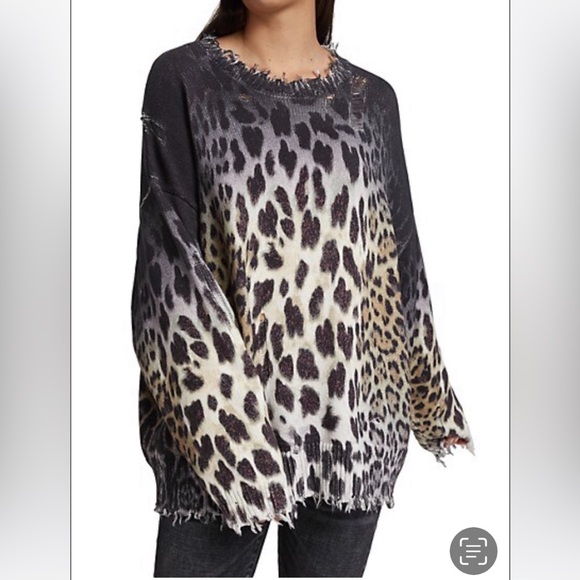 R13 Faded Leopard Oversized Sweater - Picture 13 of 16